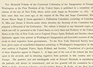 History of the Centennial Celebration of Inauguration of George Washington, as First President of the United States. Edited by Clarence Winthrop Bowen. Letter from Cornelius Bliss, Publication Committee, asking President Harrison to accept volume as an heirloom, was enclosed in book.